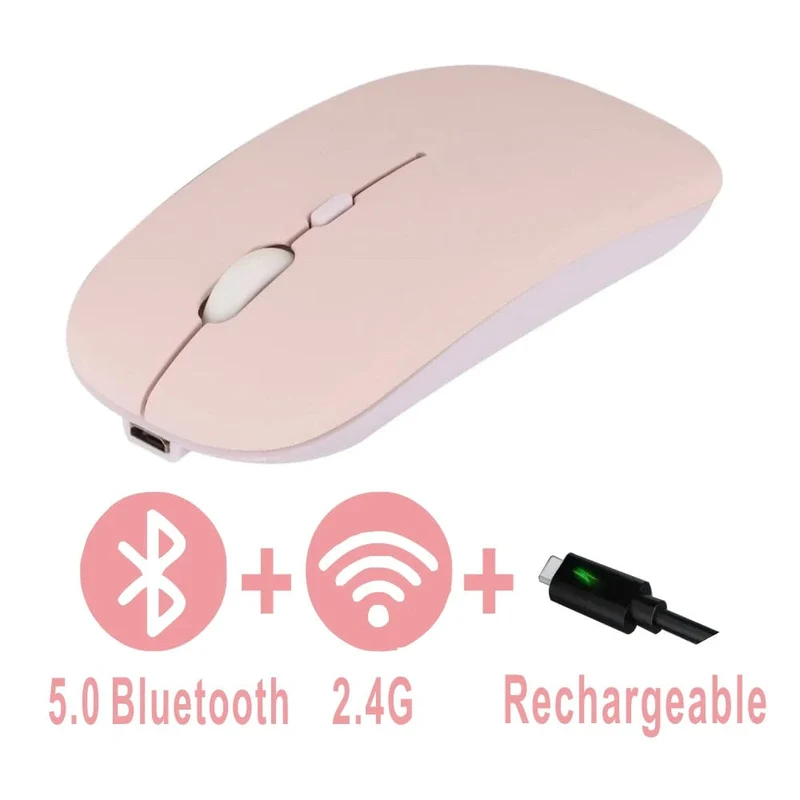 Wiederaufladbare Bluetooth-Maus, kabellos, Dual-Modus, 5.2, leise, ergonomische Computer-Gaming-Maus, 2.4 USB für PC-Laptops