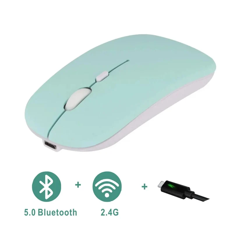 Wiederaufladbare Bluetooth-Maus, kabellos, Dual-Modus, 5.2, leise, ergonomische Computer-Gaming-Maus, 2.4 USB für PC-Laptops