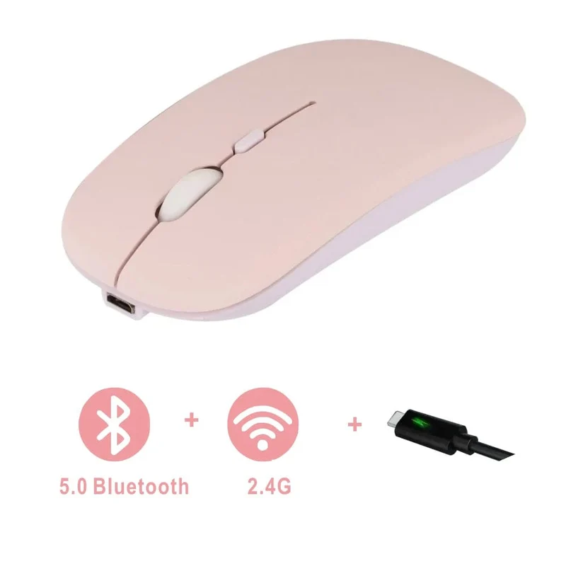 Wiederaufladbare Bluetooth-Maus, kabellos, Dual-Modus, 5.2, leise, ergonomische Computer-Gaming-Maus, 2.4 USB für PC-Laptops