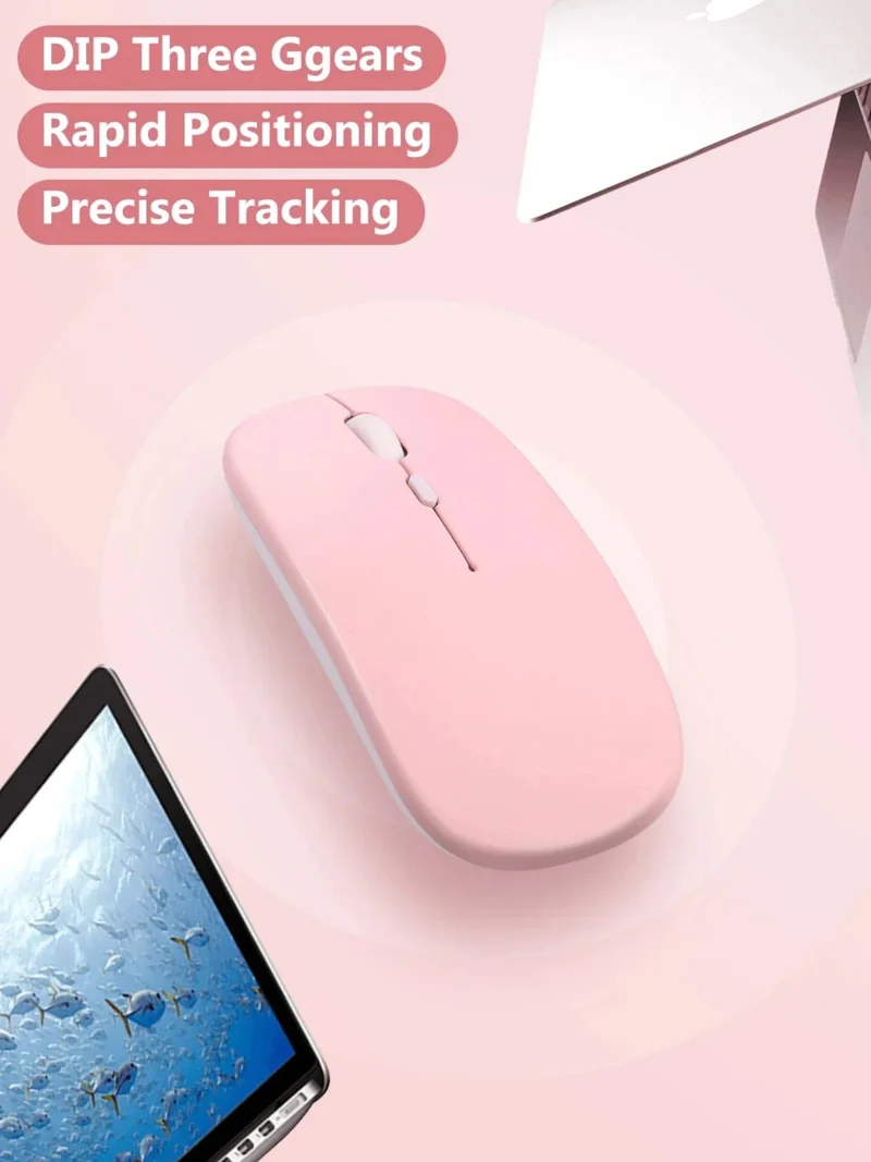 Wiederaufladbare Bluetooth-Maus, kabellos, Dual-Modus, 5.2, leise, ergonomische Computer-Gaming-Maus, 2.4 USB für PC-Laptops