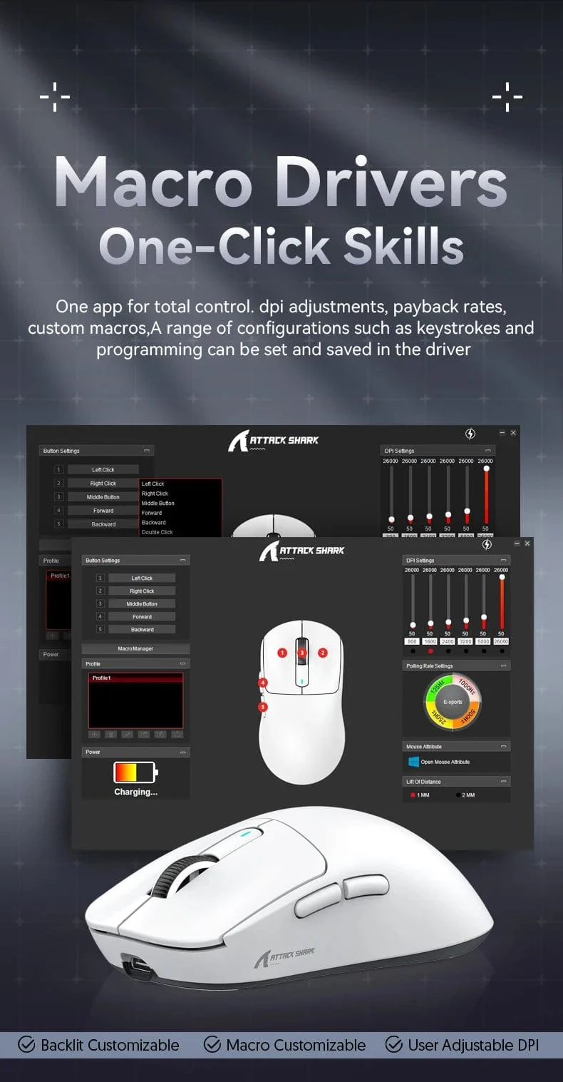 Attack Shark X3 Bluetooth-Maus, PixArt PAW3395, Tri-Mode-Verbindung, kabelgebunden 8 kHz/kabellos 4 kHz, Makro-Gaming-Maus
