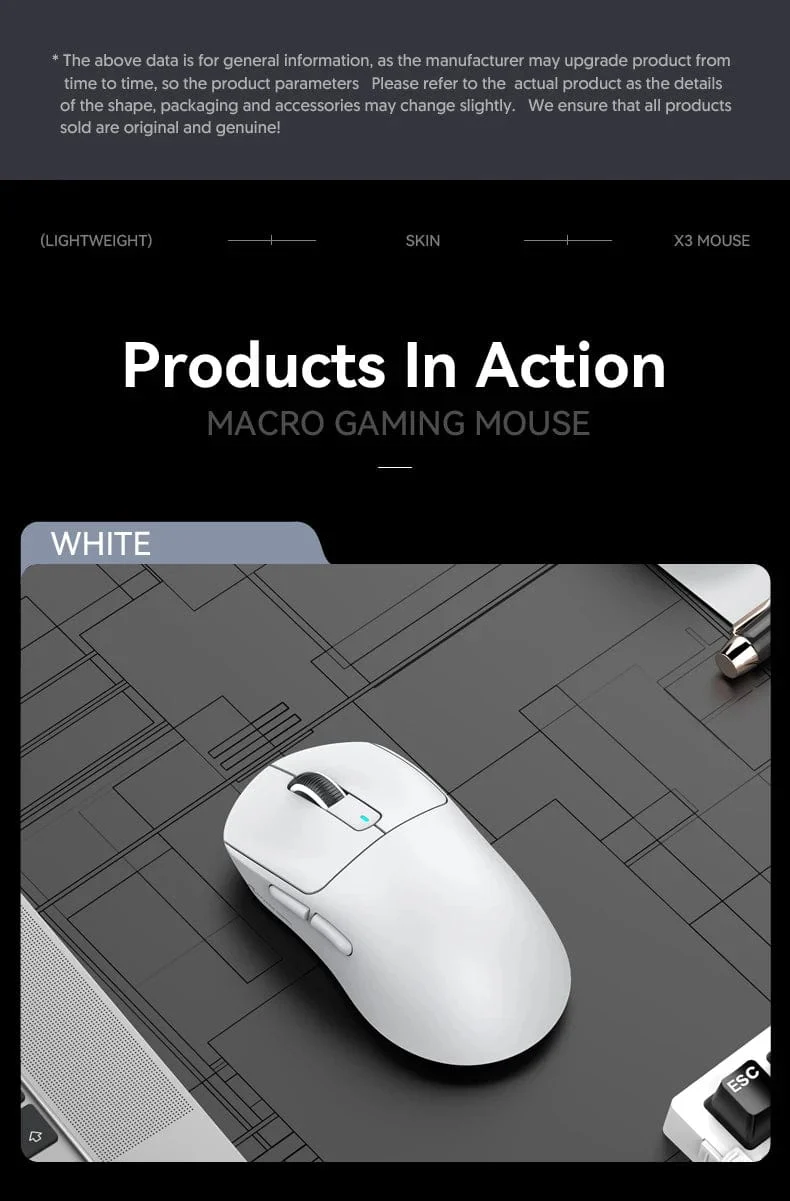 Attack Shark X3 Bluetooth-Maus, PixArt PAW3395, Tri-Mode-Verbindung, kabelgebunden 8 kHz/kabellos 4 kHz, Makro-Gaming-Maus