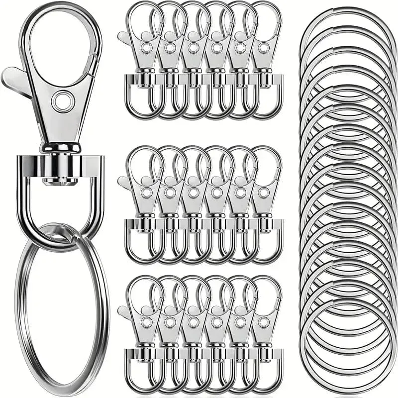 20 Stück Drehverschlüsse, Karabinerhaken für Schlüsselbänder mit Schlüsselringen, Schlüsselanhänger-Cliphaken, Karabinerverschlüsse für Schlüsselanhänger, Schmuck, DIY-Basteln