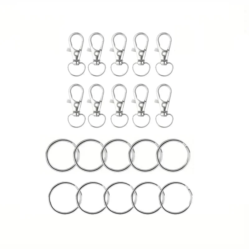 20 Stück Drehverschlüsse, Karabinerhaken für Schlüsselbänder mit Schlüsselringen, Schlüsselanhänger-Cliphaken, Karabinerverschlüsse für Schlüsselanhänger, Schmuck, DIY-Basteln