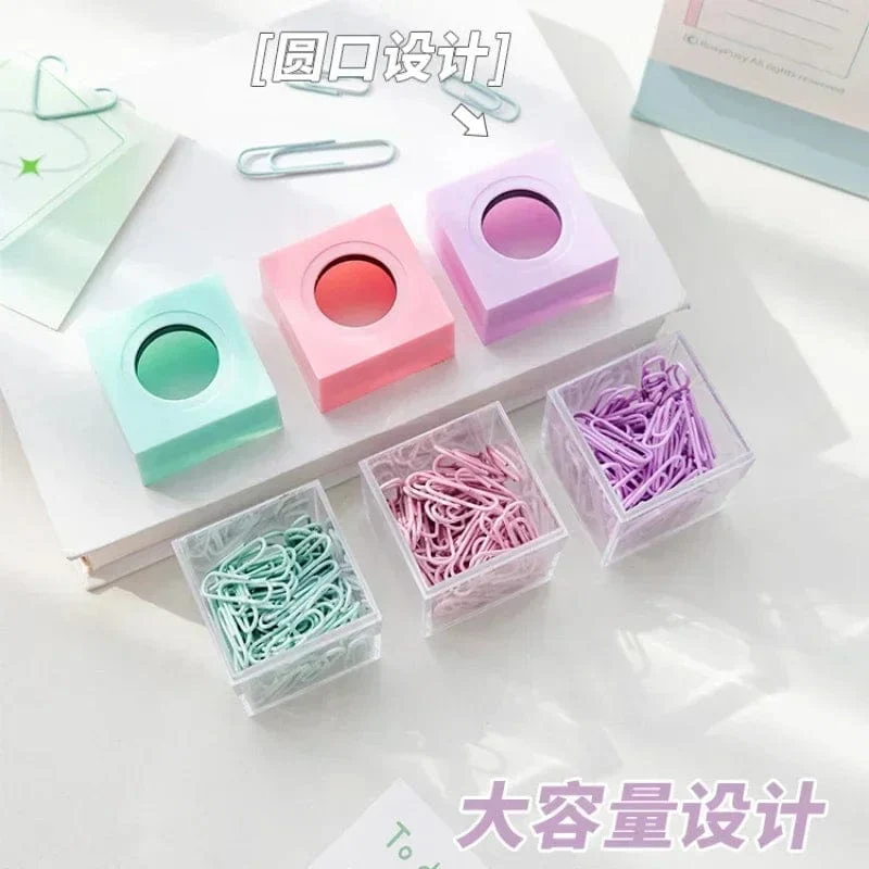 1 Stück Macaron-Farbe, kreativer magnetischer Büroklammerhalter, Box für Büro, Schule, kleine Gegenstände, praktische Aufbewahrung, gratis 20 farbige Büroklammern