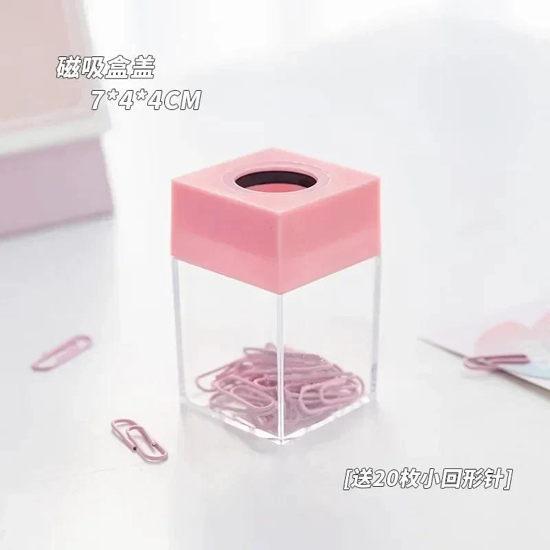 1 Stück Macaron-Farbe, kreativer magnetischer Büroklammerhalter, Box für Büro, Schule, kleine Gegenstände, praktische Aufbewahrung, gratis 20 farbige Büroklammern