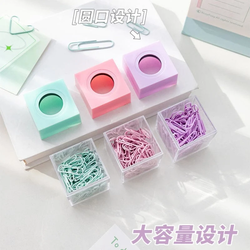 1 Stück Macaron-Farbe, kreativer magnetischer Büroklammerhalter, Box für Büro, Schule, kleine Gegenstände, praktische Aufbewahrung, gratis 20 farbige Büroklammern