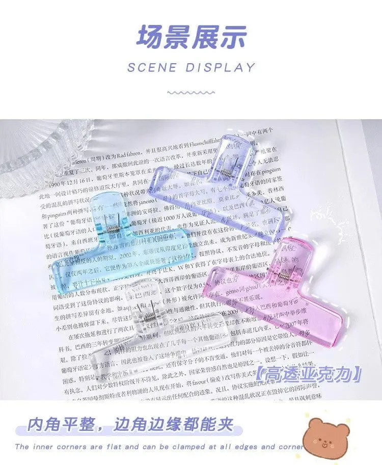 Bunte transparente Acryl-Binder-Clip-Planer-Clip-Papierklemme Organizer Office File Clamps Halter Schreibwaren Schulbedarf
