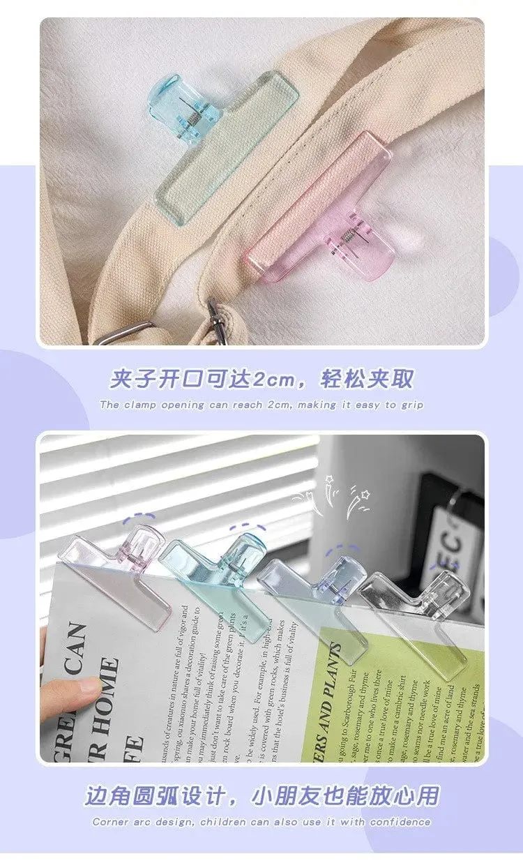 Bunte transparente Acryl-Binder-Clip-Planer-Clip-Papierklemme Organizer Office File Clamps Halter Schreibwaren Schulbedarf