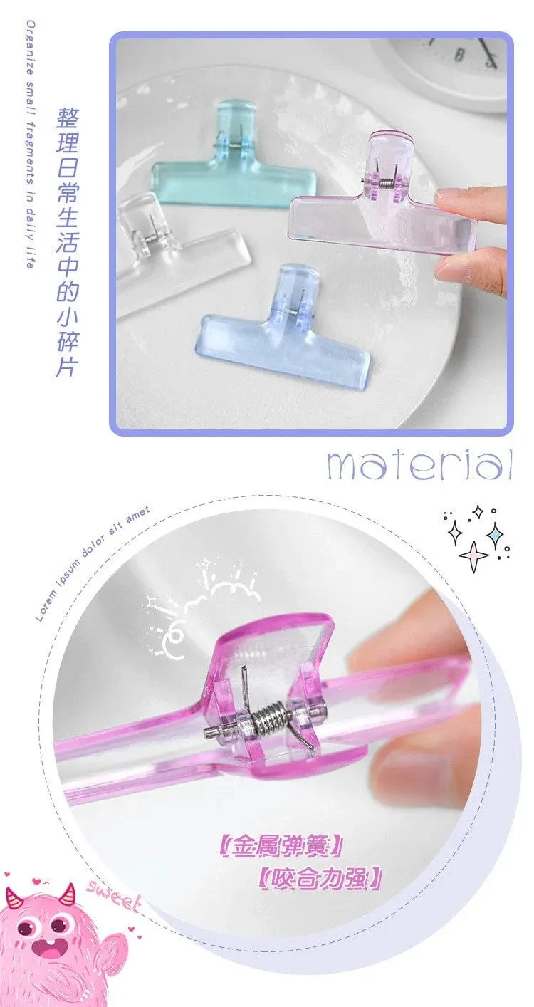 Bunte transparente Acryl-Binder-Clip-Planer-Clip-Papierklemme Organizer Office File Clamps Halter Schreibwaren Schulbedarf