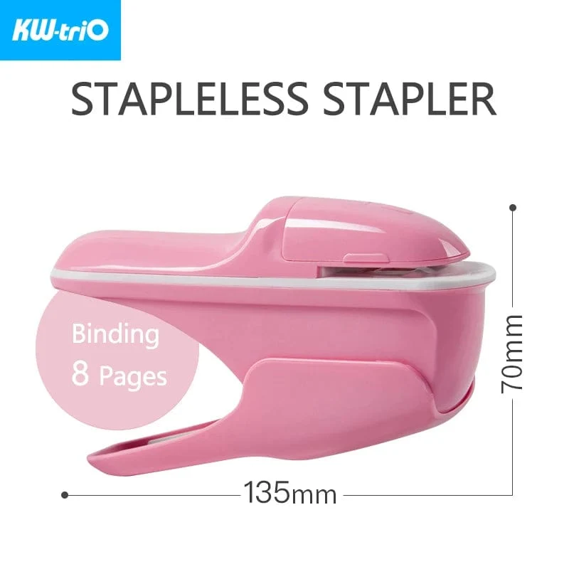 KW-triO Heftgerät ohne Klammern, sicheres Heften von Papier, tragbares Heftgerät aus Kunststoff ohne Klammern, zum Binden von 8 Blatt Papier, Bürobedarf