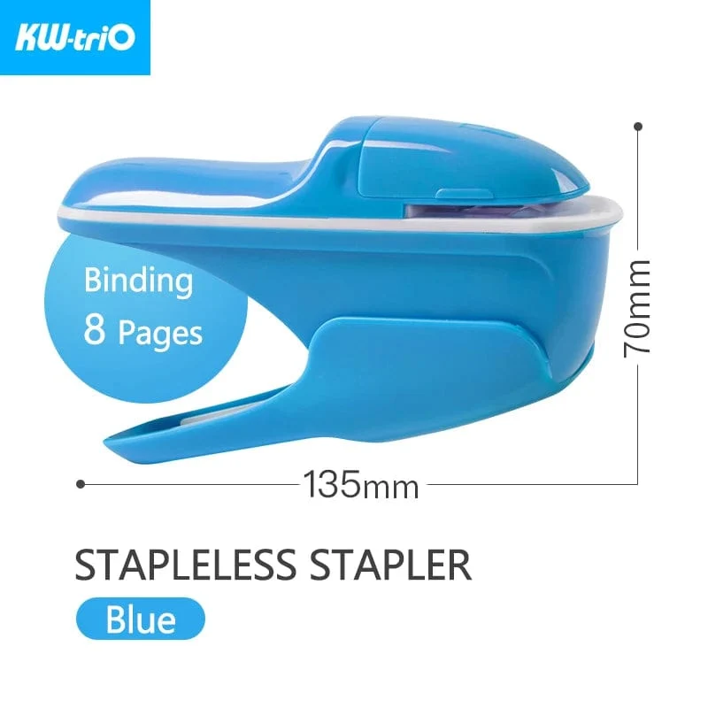 KW-triO Heftgerät ohne Klammern, sicheres Heften von Papier, tragbares Heftgerät aus Kunststoff ohne Klammern, zum Binden von 8 Blatt Papier, Bürobedarf