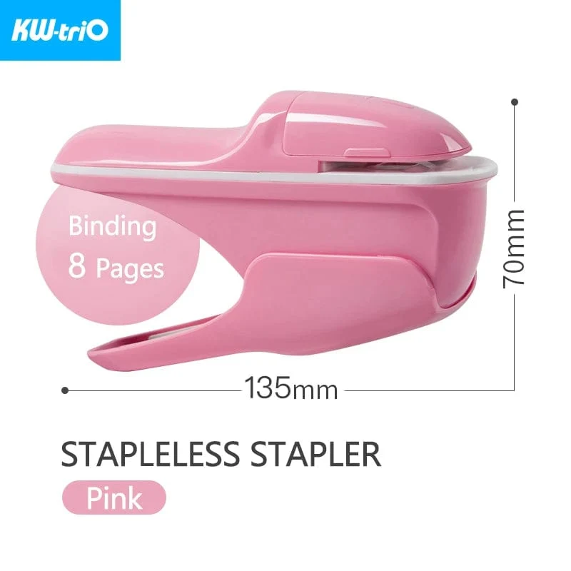 KW-triO Heftgerät ohne Klammern, sicheres Heften von Papier, tragbares Heftgerät aus Kunststoff ohne Klammern, zum Binden von 8 Blatt Papier, Bürobedarf