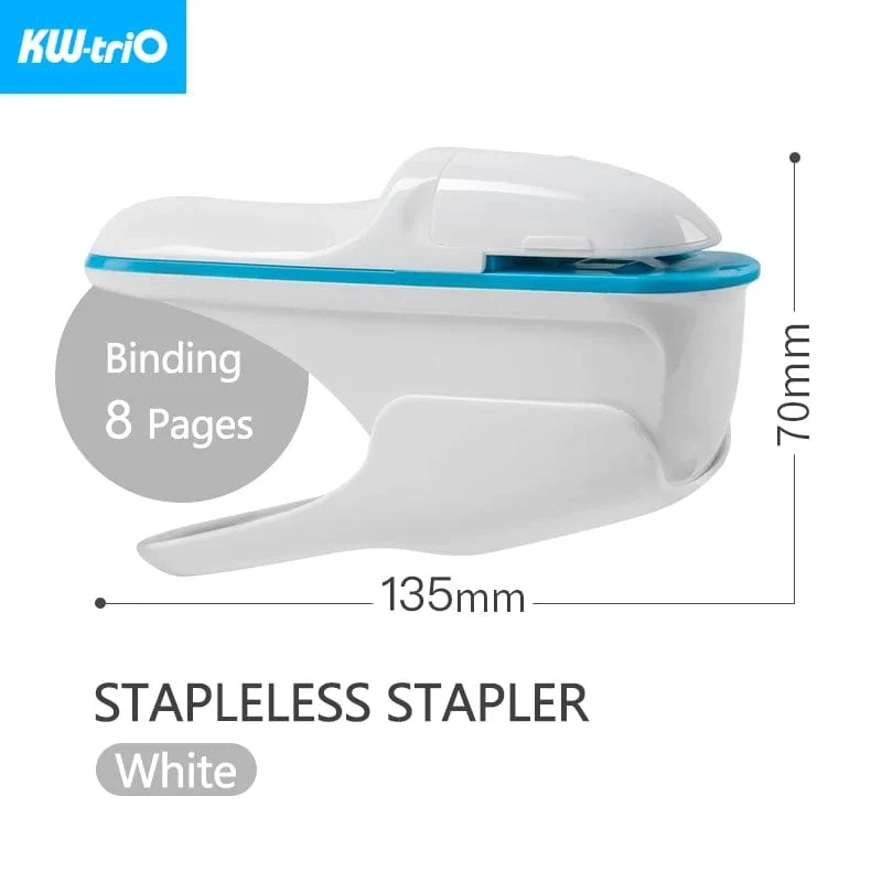 KW-triO Heftgerät ohne Klammern, sicheres Heften von Papier, tragbares Heftgerät aus Kunststoff ohne Klammern, zum Binden von 8 Blatt Papier, Bürobedarf