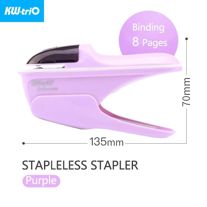 KW-triO Heftgerät ohne Klammern, sicheres Heften von Papier, tragbares Heftgerät aus Kunststoff ohne Klammern, zum Binden von 8 Blatt Papier, Bürobedarf