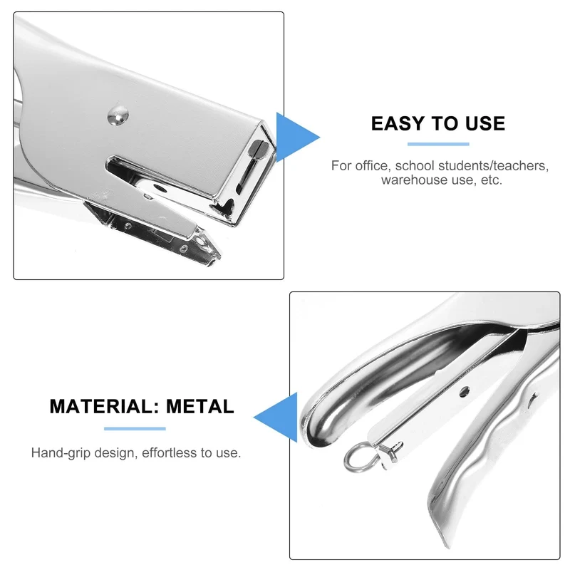 1 Stück 20 Blatt Nagler, staufreier Handgriff, Metallhefter, robuster Schreibtischhefter ohne Nähnadel (Silber)