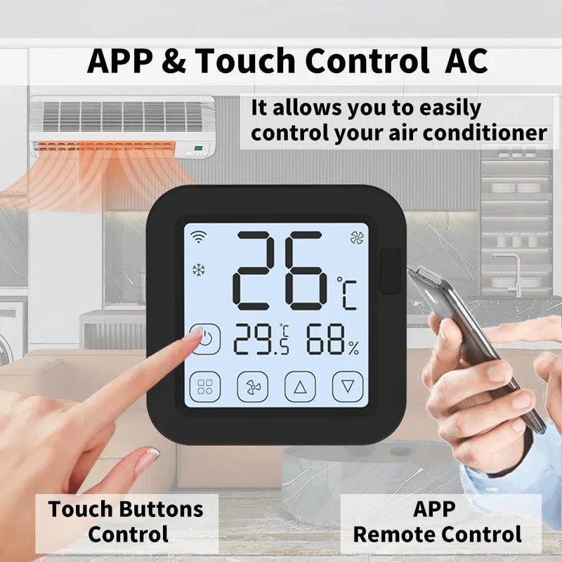 Tuya WiFi AC-Thermostat Universal-AC-Fernbedienung Smart Life Temperatur-Thremostat Eingebauter Temperatur-Feuchtigkeitssensor