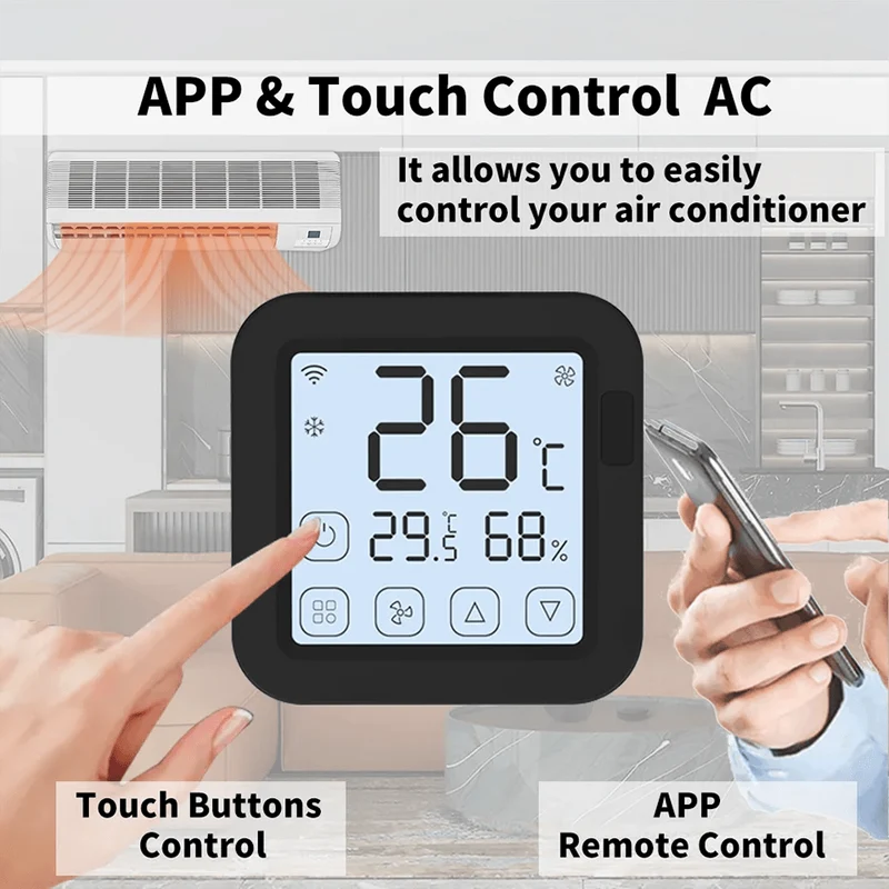 Tuya WiFi AC-Thermostat Universal-AC-Fernbedienung Smart Life Temperatur-Thremostat Eingebauter Temperatur-Feuchtigkeitssensor