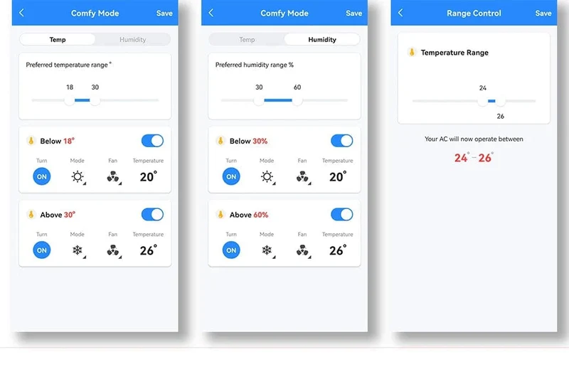 Tuya WiFi AC-Thermostat Universal-AC-Fernbedienung Smart Life Temperatur-Thremostat Eingebauter Temperatur-Feuchtigkeitssensor