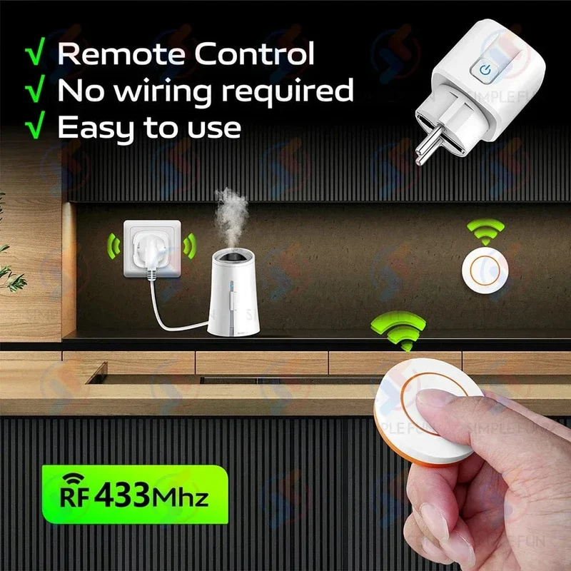 433 MHz EU FR Drahtloser Fernbedienungsstecker 16 A 220 V RF Smart Socket Mini Runde Fernbedienung, Steckdose für Haushaltsgeräte EIN/AUS