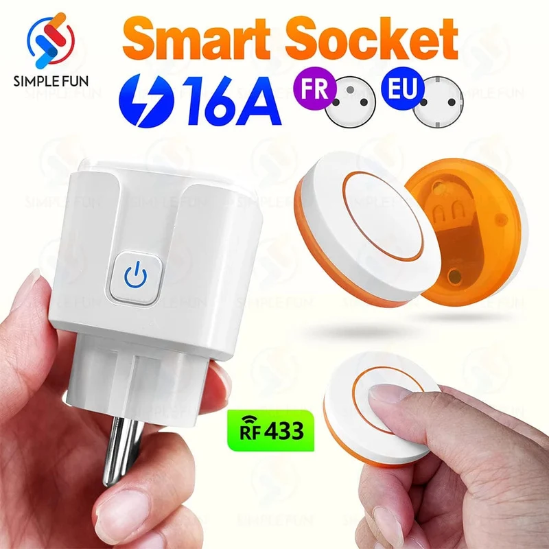 433 MHz EU FR Drahtloser Fernbedienungsstecker 16 A 220 V RF Smart Socket Mini Runde Fernbedienung, Steckdose für Haushaltsgeräte EIN/AUS