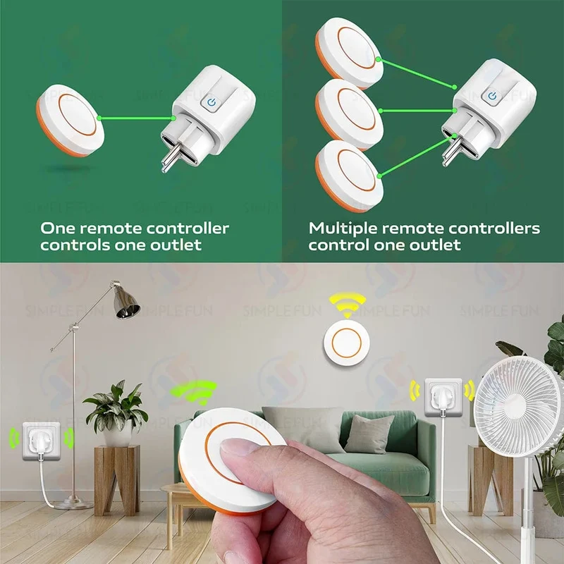 433 MHz EU FR Drahtloser Fernbedienungsstecker 16 A 220 V RF Smart Socket Mini Runde Fernbedienung, Steckdose für Haushaltsgeräte EIN/AUS