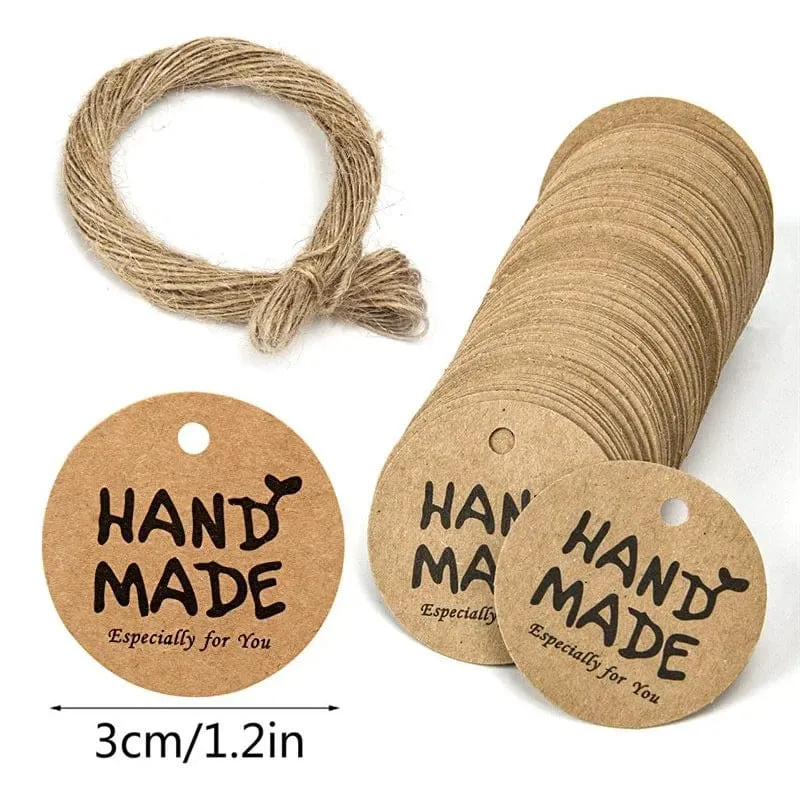 100 stücke + 20 meter seil handgefertigte geschenk hängen tag handgemachte mit liebe label backen DIY aufzug
