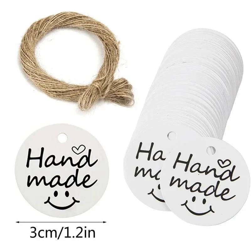 100 stücke + 20 meter seil handgefertigte geschenk hängen tag handgemachte mit liebe label backen DIY aufzug