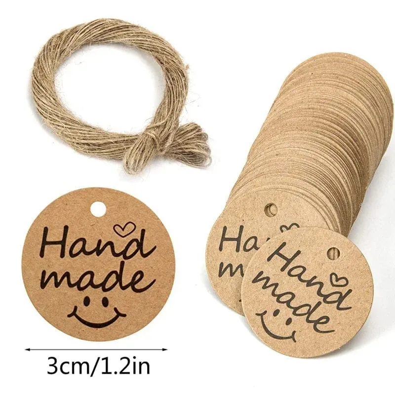100 stücke + 20 meter seil handgefertigte geschenk hängen tag handgemachte mit liebe label backen DIY aufzug