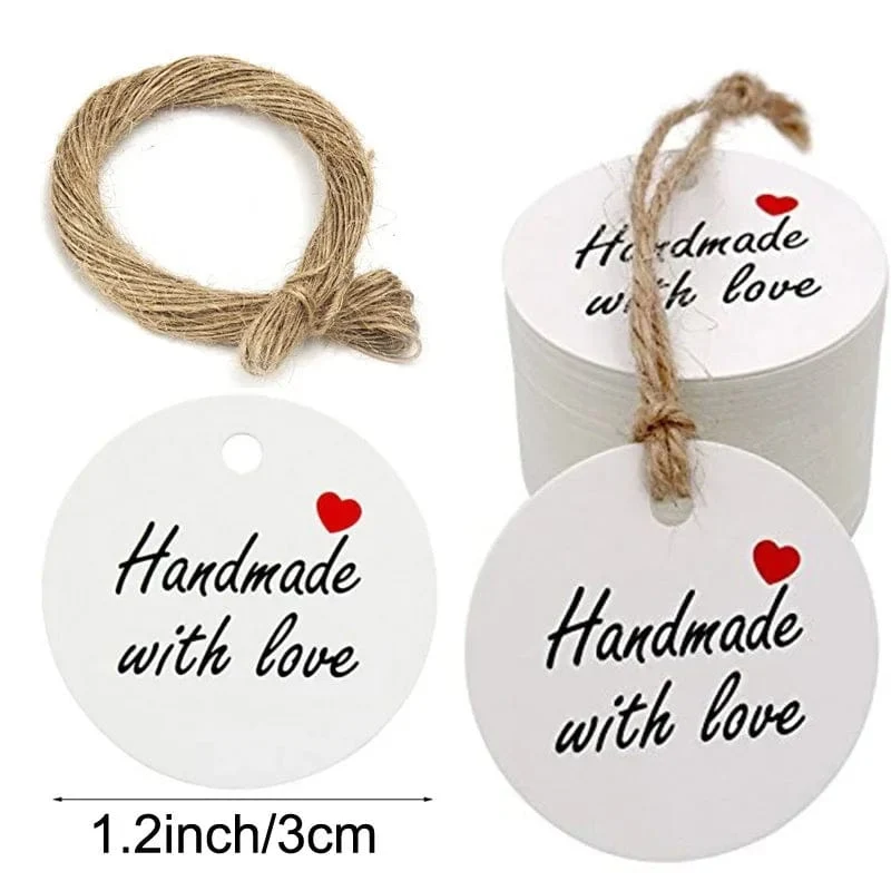 100 stücke + 20 meter seil handgefertigte geschenk hängen tag handgemachte mit liebe label backen DIY aufzug