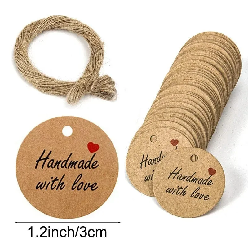 100 stücke + 20 meter seil handgefertigte geschenk hängen tag handgemachte mit liebe label backen DIY aufzug