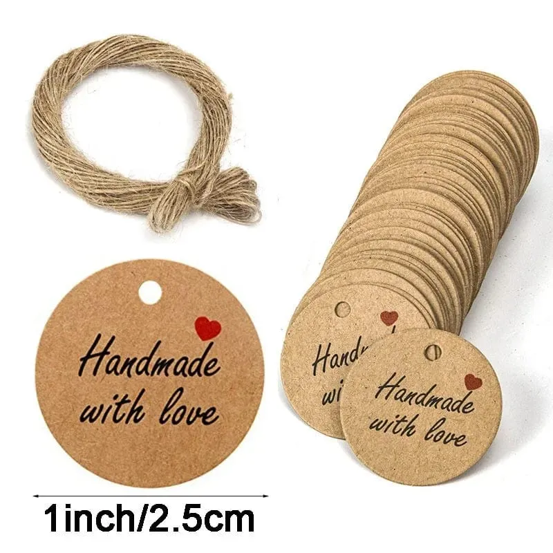 100 stücke + 20 meter seil handgefertigte geschenk hängen tag handgemachte mit liebe label backen DIY aufzug