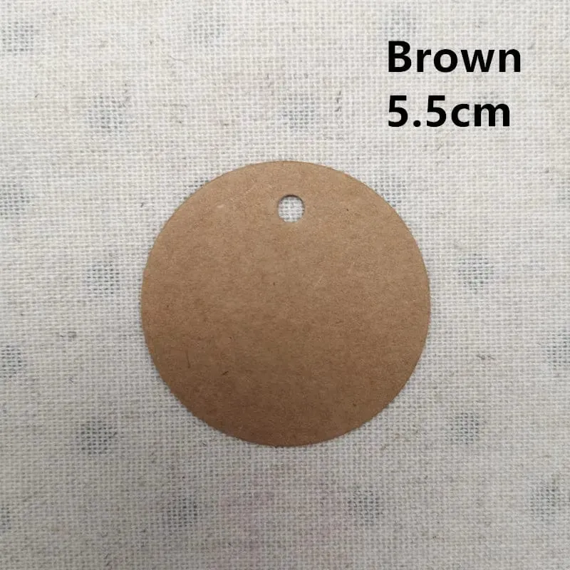 100 Stück Kraftpapieranhänger in verschiedenen Größen, rund, für Gepäck, Hochzeitseinladungskarten, blanko, Geschenk, Preisanhänger, Weihnachtsdeko