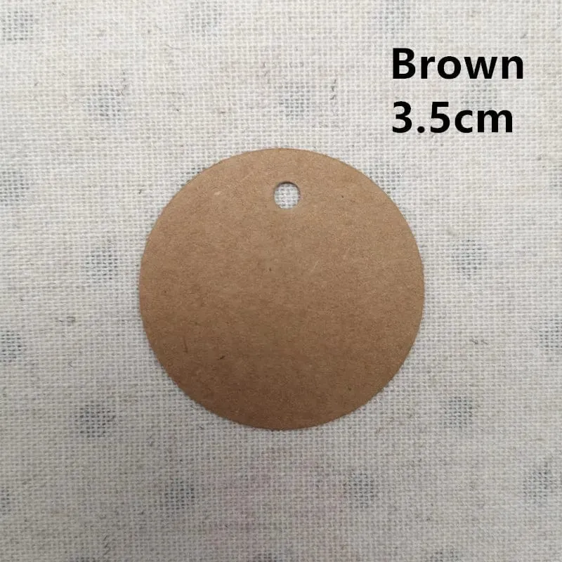 100 Stück Kraftpapieranhänger in verschiedenen Größen, rund, für Gepäck, Hochzeitseinladungskarten, blanko, Geschenk, Preisanhänger, Weihnachtsdeko