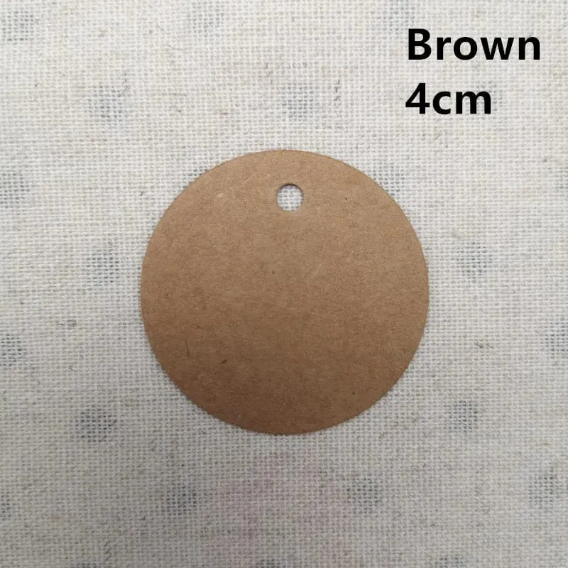 100 Stück Kraftpapieranhänger in verschiedenen Größen, rund, für Gepäck, Hochzeitseinladungskarten, blanko, Geschenk, Preisanhänger, Weihnachtsdeko