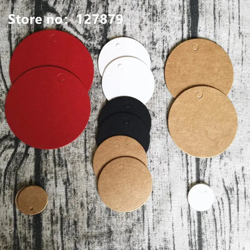 100 Stück Kraftpapieranhänger in verschiedenen Größen, rund, für Gepäck, Hochzeitseinladungskarten, blanko, Geschenk, Preisanhänger, Weihnachtsdeko