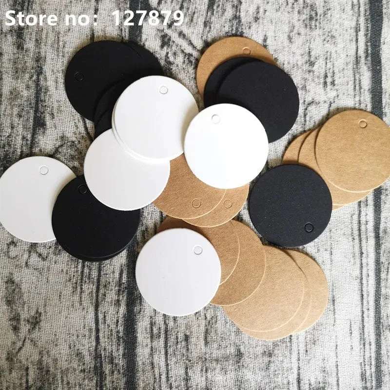 100 Stück Kraftpapieranhänger in verschiedenen Größen, rund, für Gepäck, Hochzeitseinladungskarten, blanko, Geschenk, Preisanhänger, Weihnachtsdeko