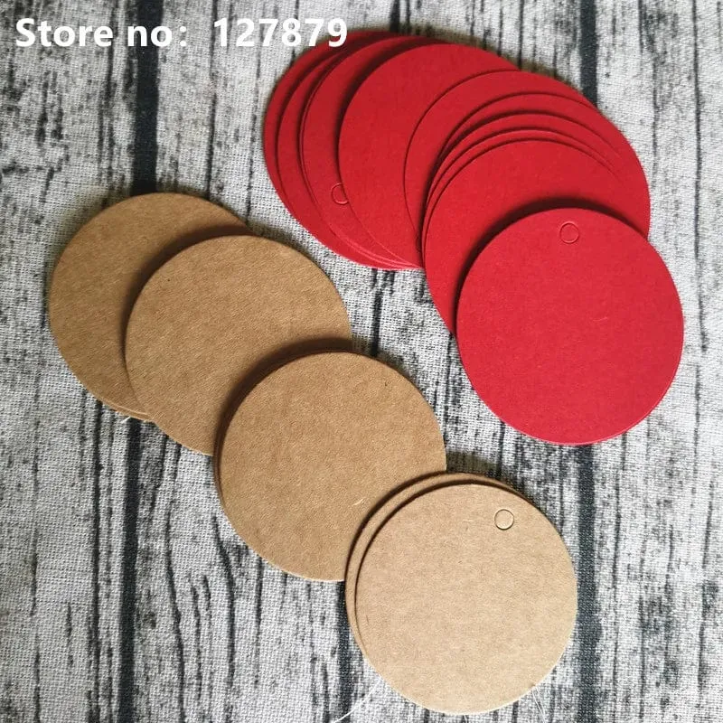 100 Stück Kraftpapieranhänger in verschiedenen Größen, rund, für Gepäck, Hochzeitseinladungskarten, blanko, Geschenk, Preisanhänger, Weihnachtsdeko