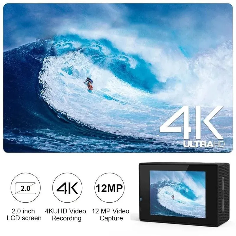 4K Action Kamera 1080P/30FPS WiFi 2.0" 170D Unterwasser Wasserdichte Helm Video Aufnahme Kamera Sport Kameras Outdoor Mini Cam