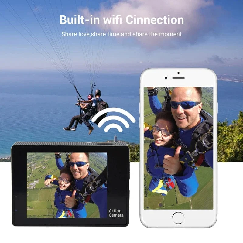 4K Action Kamera 1080P/30FPS WiFi 2.0" 170D Unterwasser Wasserdichte Helm Video Aufnahme Kamera Sport Kameras Outdoor Mini Cam