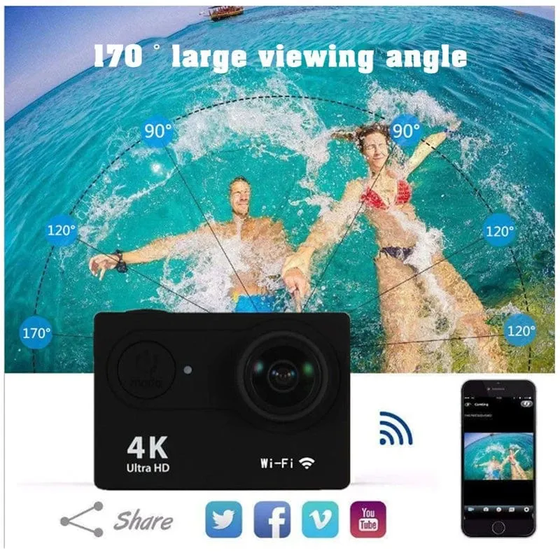 4K Action Kamera 1080P/30FPS WiFi 2.0" 170D Unterwasser Wasserdichte Helm Video Aufnahme Kamera Sport Kameras Outdoor Mini Cam