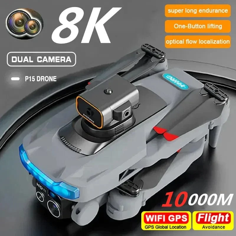 P15 Drohne Professionelle 8K Doppelkamera GPS 5G Omnidirektionale Hindernisvermeidung Optische Flusspositionierung Bürstenloses 10000M-Spielzeug
