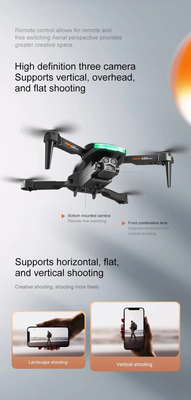 Xiaomi A88Pro Kameradrohne Professionelle 8K Doppelkamera 5G GPS-Positionierung Hindernisvermeidung Optischer Fluss RC ﻿Brushless 10000M