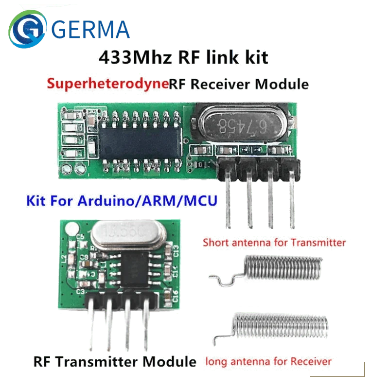 GERMA 433 MHz Superheterodyne RF Empfänger und Sender Modul Für Arduino Uno Wireless Modul Diy Kit 433 MHz Fernbedienung