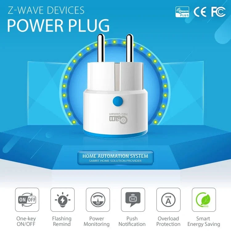 NEO Coolcam ZWAVE PLUS EU Smart Power Steckdose Home Automation Alarm System Z Wave 868.4 MHz Videofrequenz