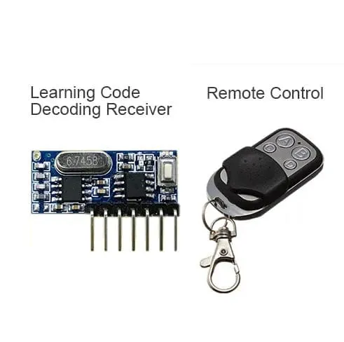 GERMA RF 433 MHz Sender 4-Tasten-Fernbedienung + Empfängermodul Feste EV1527-Dekodierung 4-Kanal-Ausgang mit Lern-DIY-Kit