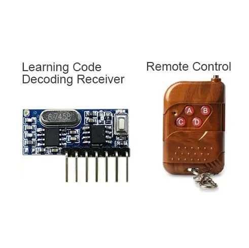 GERMA RF 433 MHz Sender 4-Tasten-Fernbedienung + Empfängermodul Feste EV1527-Dekodierung 4-Kanal-Ausgang mit Lern-DIY-Kit