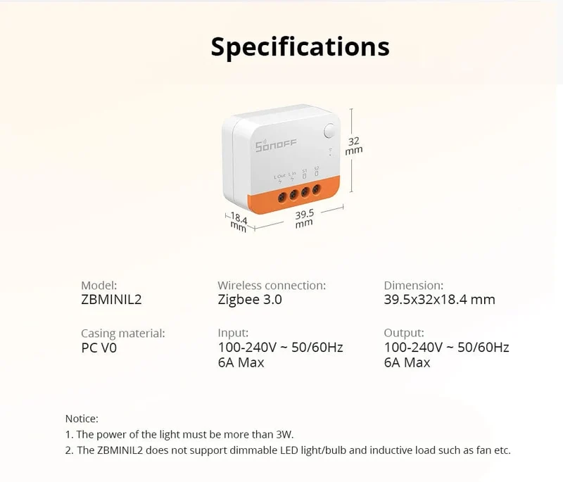1/3/5PCS Itead SONOFF ZBMINI-L2 Zigbee DIY Smart Switch Modul Kein Neutralleiter erforderlich 2-Wege-Steuerung für Smart Home Automation