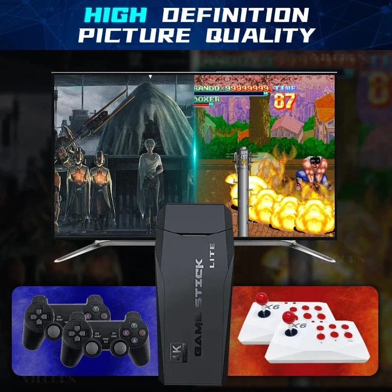 2024 aktualisierte 4K Game Stick Retro-Videospielkonsole für PS1/GBA/MD/Dendy 15 + Emulator unterstützt Bildschirmprojektion