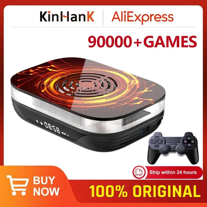 KINHANK Amlogic S905X4 Retro-Videospielkonsole Super Console X4 Plus 90000 Spiele für über 60 Emulatoren Arcade/MAME/NAOMI 4K HD TVBox